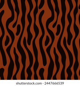 vector seamless pattern abstract fabric brown and black. wild animal skin print design. repeat stripes cat