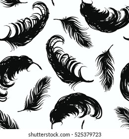 Vector seamless pattern with abstract feathers. Trendy hand drawn textures. Background for carnival concept and other users