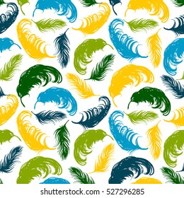 Vector seamless pattern with abstract feathers. Trendy hand drawn textures. Background for carnival concept and other users.