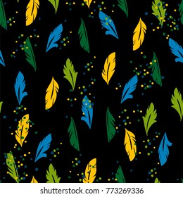 Vector seamless pattern with abstract feathers. Background for carnival concept and other users.