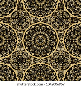 Vector seamless pattern with abstract floral design. For textile, fabric print, wallpaper, interior