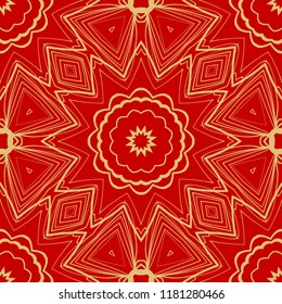 vector seamless pattern with abstract floral and leave style. Repeating sample figure and line. paper for scrapbook