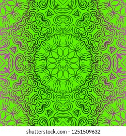 Vector Seamless Pattern With Abstract Floral And Leave Style. Repeating Sample Figure And Line. Paper For Scrapbook