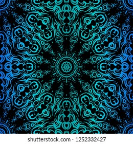 Vector Seamless Pattern With Abstract Floral Style. Repeating Sample Figure And Line. For FashionDesign, Wallpaper, Textile. Tribal Ethnic Arabic, Indian, Motif. For Interior Design, Wallpaper.