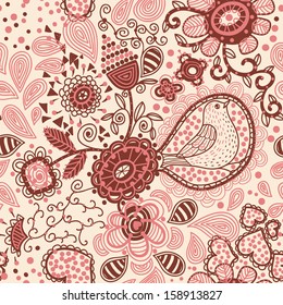 vector seamless pattern with abstract floral elements