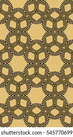 Vector seamless pattern with abstract floral and leave style. Repeating sample figure and line. gold, black color. For modern interiors design, wallpaper, textile industry