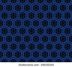 Vector seamless pattern with abstract floral and leave style. Repeating sample figure and line.blue, black color. For modern interiors design, wallpaper, textile industry