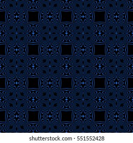 vector seamless pattern with abstract floral and leave style. blue, black color. For modern interiors design, wallpaper, textile industry