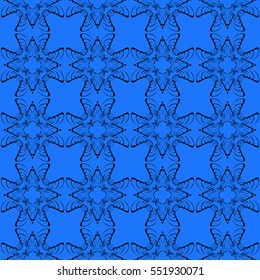 vector seamless pattern with abstract floral and leave style. blue, black color. For modern interiors design, wallpaper, textile industry