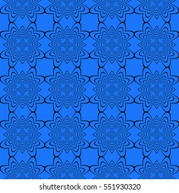 vector seamless pattern with abstract floral and leave style. blue, black color. For modern interiors design, wallpaper, textile industry