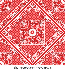 vector seamless pattern with abstract floral and leave style. red color. For modern interiors design, wallpaper, textile industry