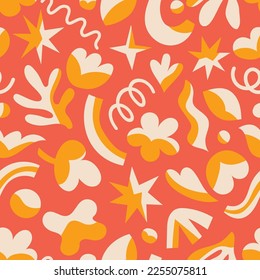Vector seamless pattern with abstract flower elements . Trendy organic botanical shape background for social media, invitation, web.