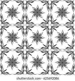 Vector seamless pattern, abstract flower, tiles