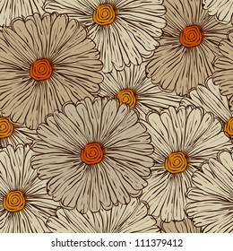 Vector Seamless Pattern with Abstract Flowers, fully editable eps 8 file with clipping mask, pattern in swatch menu