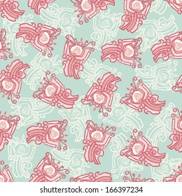 vector seamless pattern with abstract flowers, colorful