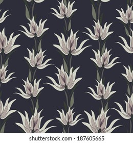 vector seamless pattern with abstract flowers, colorful 