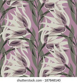 vector seamless pattern with abstract flowers, colorful 