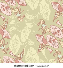 vector seamless pattern with abstract flowers, colorful 