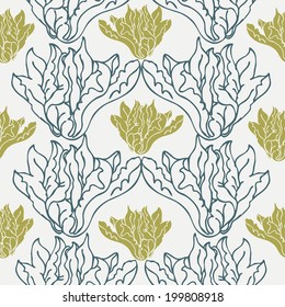 vector seamless pattern with abstract flowers, colorful 