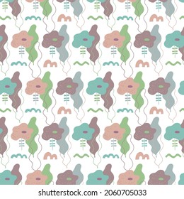 Vector seamless pattern with 
abstract flowers on white background. Design for cosmetics, spa, health care products and perfume. Best for textile, wrapping paper, post cards and farmers market.