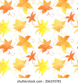 vector seamless pattern with abstract flowers painted by watercolor