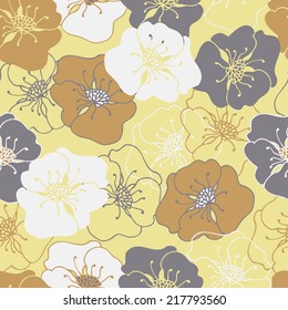 vector seamless pattern with abstract flowers, colorful 