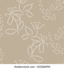 Vector seamless pattern. Abstract flowers, embroidery, flowers, leaves (6)