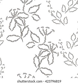Vector seamless pattern. Abstract flowers embroidery (1)