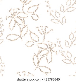 Vector seamless pattern. Abstract flowers embroidery (2)