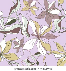 vector seamless pattern with abstract flowers, colorful
