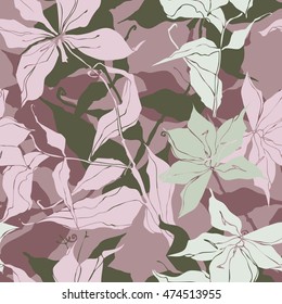 vector seamless pattern with abstract flowers, colorful