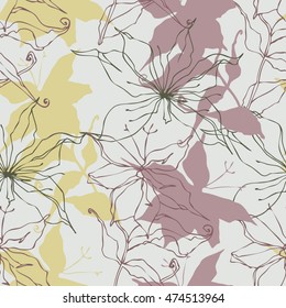 vector seamless pattern with abstract flowers, colorful