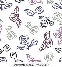 vector seamless pattern with abstract flowers, colorful
