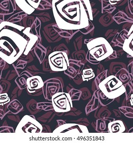 vector seamless pattern with abstract flowers, colorful