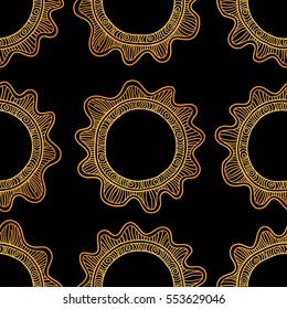 Vector seamless pattern with abstract flowers. 