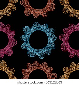 Vector seamless pattern with abstract flowers. 