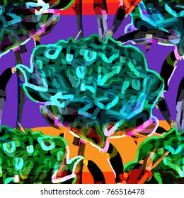 Vector seamless pattern with abstract flowers 2