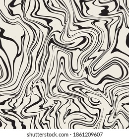 Vector seamless pattern. Abstract fluid art texture. Liquid monochrome streaks. Creative background with freeform blots. Decorative design with distortion effect.