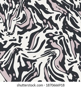 Vector seamless pattern. Abstract fluid art texture. Liquid contrast streaks. Creative background with freeform blots. Decorative design with distortion effect.