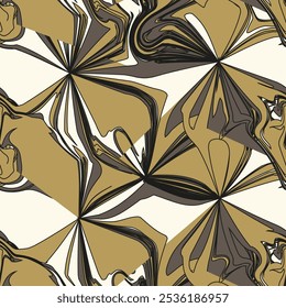 Padrão sem emenda do vetor. Textura de arte fluida abstrata. Listras monocromáticas líquidas. Fundo criativo com borrões de forma livre. Design decorativo com efeito de distorção