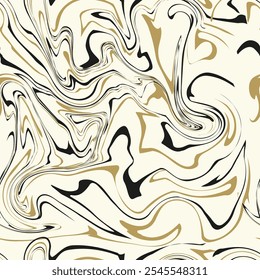 Vector naadloos patroon. Abstracte vloeibare kunsttextuur. Vloeibare monochrome strepen. Creatieve achtergrond met freeform blots. Decoratief ontwerp met vervormingseffect.