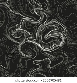 Vector seamless pattern. Abstract fluid art texture. Liquid monochrome streaks. Creative background with freeform blots. Decorative design with distortion effect.