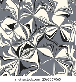 Vector seamless pattern. Abstract fluid art texture. Liquid monochrome streaks. Creative background with freeform blots. Decorative design with distortion effect.