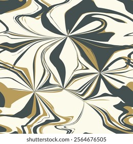 Vector seamless pattern. Abstract fluid art texture. Liquid monochrome streaks. Creative background with freeform blots. Decorative design with distortion effect.