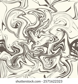 Vector seamless pattern. Abstract fluid art texture. Liquid monochrome streaks. Creative background with freeform blots. Decorative design with distortion effect.