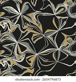 Vector seamless pattern. Abstract fluid art texture. Liquid monochrome streaks. Creative background with freeform blots. Decorative design with distortion effect.