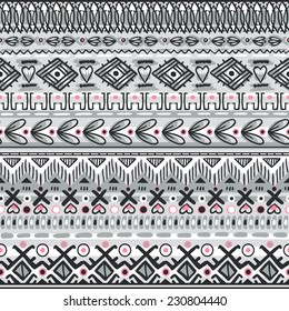 vector seamless pattern with abstract folk ornaments - the imitation of hand embroidery