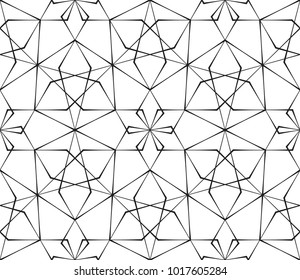 Vector seamless pattern. Abstract geometric ornament. Dark thin lines on a white background.