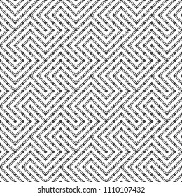 Vector seamless pattern. Abstract geometric background. Modern texture with dashed lines. Regularly repeating geometrical ornament with rhombuses, diamonds, zigzag shapes