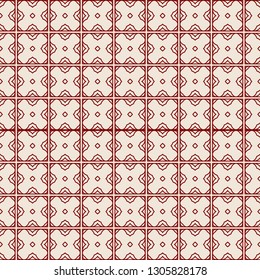 Vector Seamless Pattern With Abstract Geometric Style. Repeating Sample Figure And Line. Paper For Scrapbook, wrapping, background. Red rose color.
